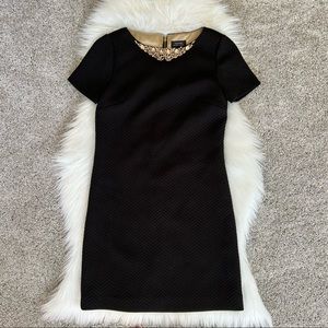 Tahari Black Short Sleeve Dress with Gold Accents